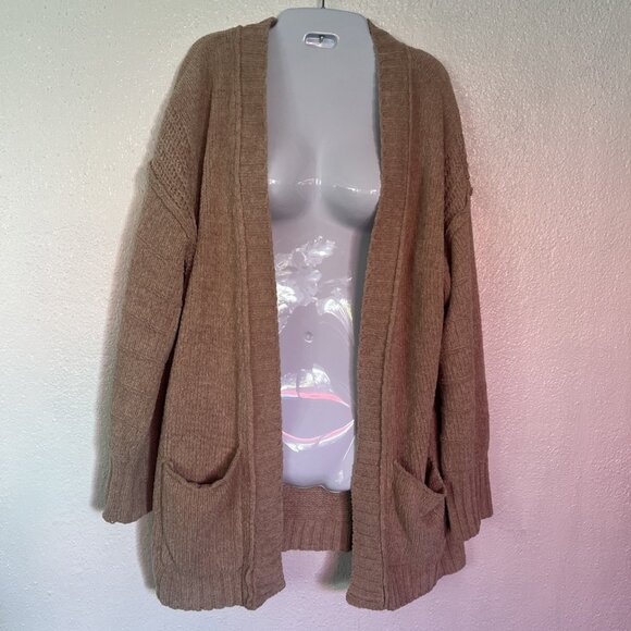 Ultra Flirt Womens Chenille Cardigan Sweater, Beige, Juniors, Large Cottagecore - Picture 1 of 15